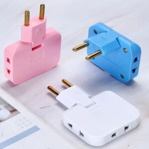 3 PCs । 3-in-1 Rotatable EU Plug Adapter
